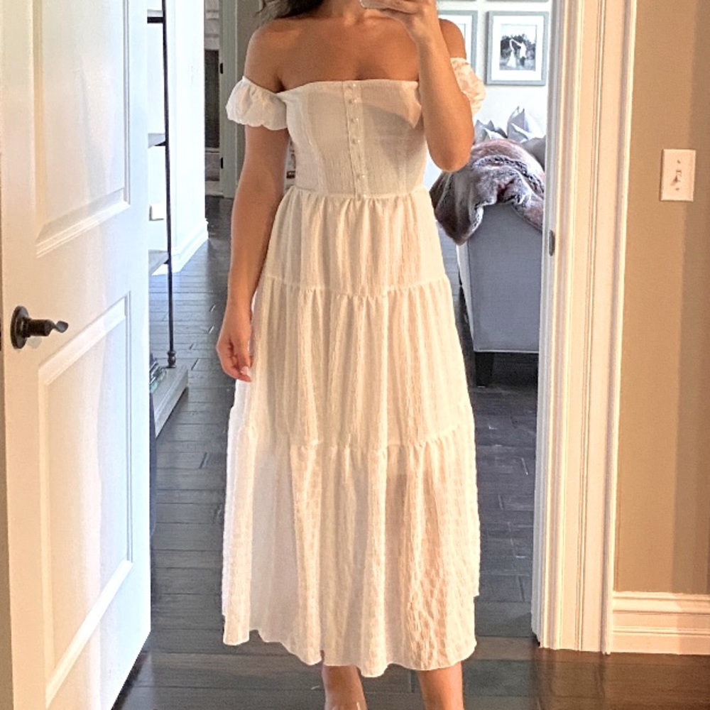 White tiered Midaxi Dress